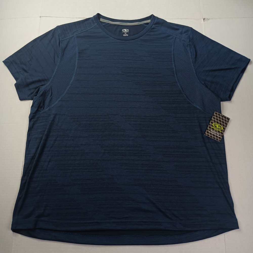Athletic Works Jacquard Tee Men's T-Shirt Size 2XL XXL Blue Cove Breathable